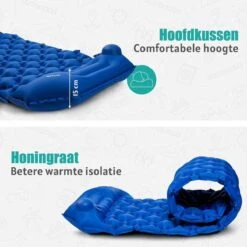 TRVLMORE Slaapmat - Zelfopblazend - 1 Persoons - Ingebouwde Pomp En Kussen - Blauw -Buitenkampeeruitrusting 1200x1200 1086