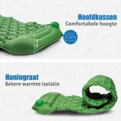 TRVLMORE Slaapmat - Zelfopblazend - 1 Persoons - Ingebouwde Pomp En Kussen - Groen -Buitenkampeeruitrusting 1200x1200 1102