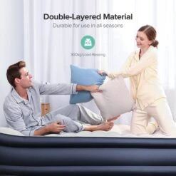 Sable Luxe Queen Size 2 Persoons Luchtmatras Met Ingebouwd Kussen, Opblaasbaar Luchtbed Met Ingebouwde Elektrische Pomp Voor Kamperen, Reizen Of Overnachtende Gasten Of Festival -Buitenkampeeruitrusting 1200x1200 1141