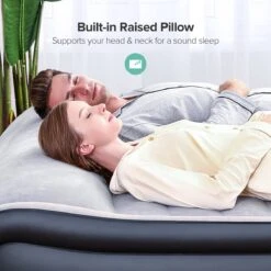 Sable Luxe Queen Size 2 Persoons Luchtmatras Met Ingebouwd Kussen, Opblaasbaar Luchtbed Met Ingebouwde Elektrische Pomp Voor Kamperen, Reizen Of Overnachtende Gasten Of Festival -Buitenkampeeruitrusting 1200x1200 1146