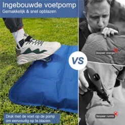 Hikr® Slaapmat 10cm+ Dikte - Comfortabel Luchtmatras - Zelfopblazend Met De Voet - TPU+40D Nylon - Slaapmatje Eenpersoons En Uit Te Breiden Tot Tweepersoons - Slaapmat Met Ingebouwde Pomp -Buitenkampeeruitrusting 1200x1200 1163