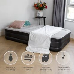 BluMill Eenpersoons Luchtbed - Met Ingebouwde Pomp - Luchtbed Zelfopblazend - Incl. Draagtas - 191x99x36 Cm -Buitenkampeeruitrusting 1200x1200 1173