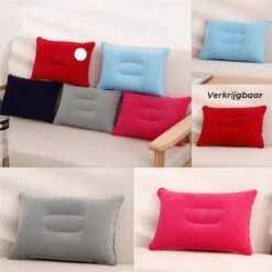 Reiskussen - Opblaasbaar Kampeer Kussen – Hippyfy – Strand Kussen - Zachte Lounge Kussen - Festival Kussen – Picknick Kussen - Vliegtuig Kussen – Hoofdkussentje - Kamperen – Op Reis – Opblaasbare Kussentje – Donker Roze -Buitenkampeeruitrusting 1200x1200 1249