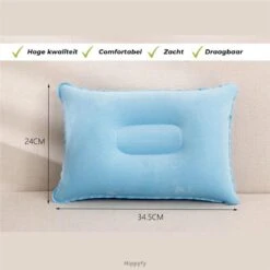 Reiskussen - Kampeer Kussen – Hippyfy – Strand Kussen - Zachte Opblaasbare Kussen – Kleine Kampeer Kussen - Festival Kussen – Picknick Kussen - Vliegtuig Kussen – Hoofdkussentje - Kamperen – Op Reis – Opblaasbare Kussentje – Blauw