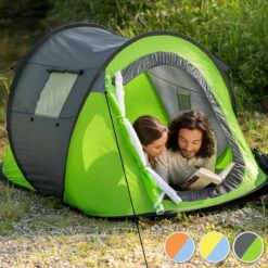 Pop Up Tent Waterkolom 1500 Mm/Cm² - Blauw - 2 Persoons -Buitenkampeeruitrusting 1200x1200 13