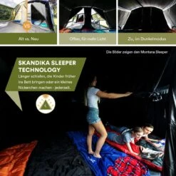 Skandika Nimbus Sleeper 12 Tent – Koepeltenten – 12 Persoons Familietent - Campingtent – Muggengaas – Sleeper Technology (3 Extra Donkere Slaapcabines) – 760 X 630 X 215 Cm (LxBxH) – 5000 Mm Waterkolom – Camping, Tuin – Kamperen – Blauw/wit -Buitenkampeeruitrusting 1200x1200 144
