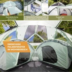 Skandika Bern 4 Koepeltent - Koepeltent - Tenten - 4 Persoons Kampeertent Met Panoramisch Dakraam, 2 Slaapcabines, Grondzeil, 210 Cm Stahoogte, Waterdicht, 4000 Mm Waterkolom - Grote Outdoor Familie Tent, Kampeertent - Grijs -Buitenkampeeruitrusting 1200x1200 154