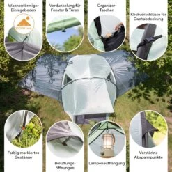 Skandika Bern 4 Koepeltent - Koepeltent - Tenten - 4 Persoons Kampeertent Met Panoramisch Dakraam, 2 Slaapcabines, Grondzeil, 210 Cm Stahoogte, Waterdicht, 4000 Mm Waterkolom - Grote Outdoor Familie Tent, Kampeertent - Grijs -Buitenkampeeruitrusting 1200x1200 156