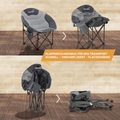 Skandika Moonchair Sirkka – Campingstoelen – Klapstoel – Vouwstoel – Kampeerstoel - Grote, Comfortabele, Campingstoel Opvouwbaar, Gepolsterd, Koelvak, Drinkhouder, Draaggreep En Draagtas, Antislipvoetjes - Max. 150 Kg – Zwart/grijs -Buitenkampeeruitrusting 1200x1200 220