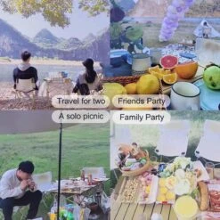 Buxibo - Lichtgewicht Vouwbare Campingtafel - Inklapbaar - Vis/Tuin/Picknick Tafel - Kamperen - Met Opberghoes - Aluminium - Grijs -Buitenkampeeruitrusting 1200x1200 224