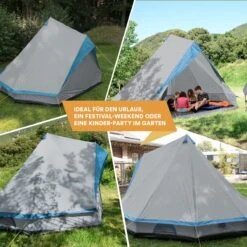 Skandika Tipii II Tent – Tipi-tenten – Teepee – 8 Persoons Campingtent – Muggengaas – 250 Cm Stahoogte – Uitneembare Tentvloer – 3000 Mm Waterkolom – Indische Tent, Partytent, Festivaltent – Outdoor, Camping, Tuin – Kamperen – Grijs/turquoise -Buitenkampeeruitrusting 1200x1200 31