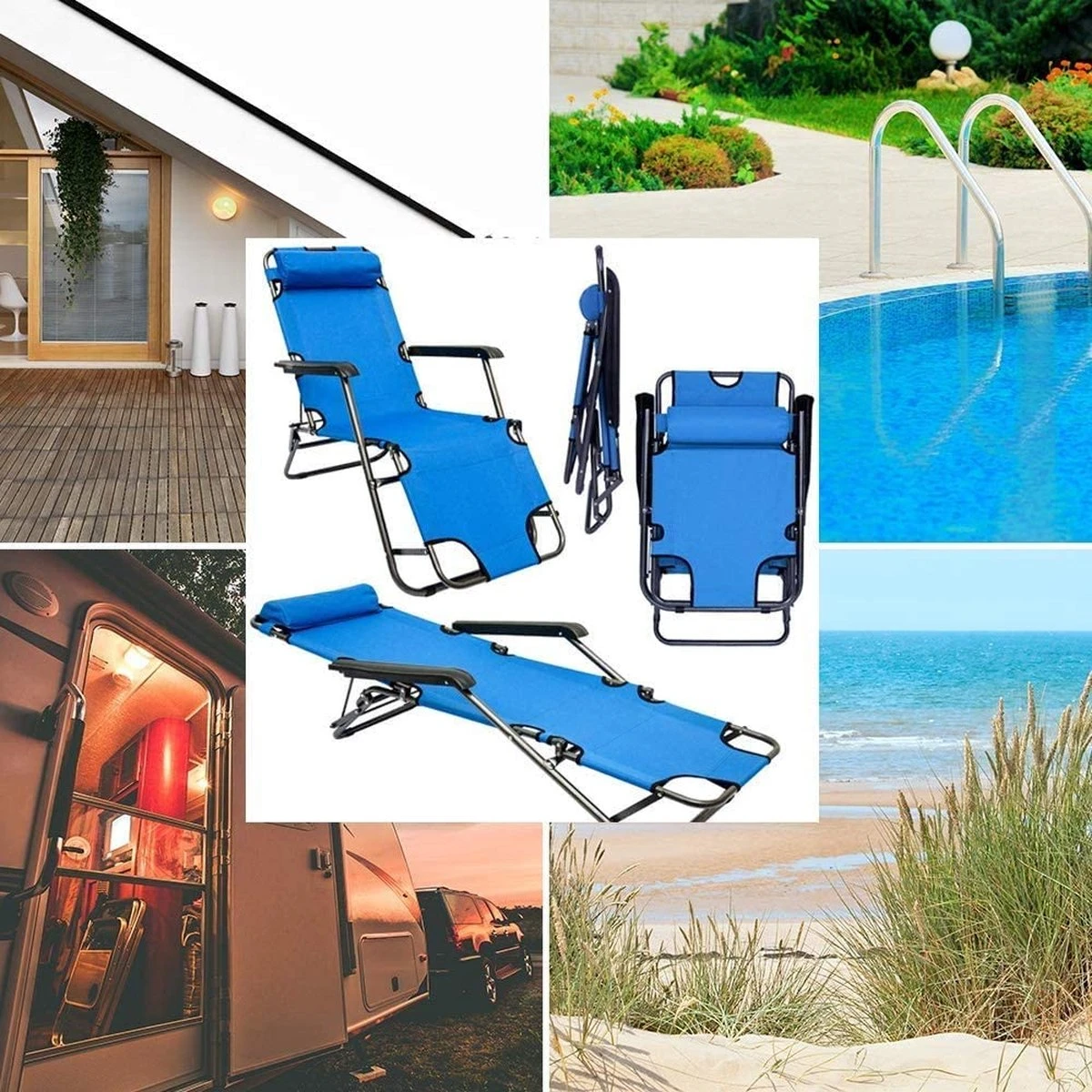 Ligstoel Opvouwbaar 155x60cm - Lichte Ligbed Relaxstoel Tuinstoel Campingstoel Strandstoel 12 Ligstoel Opvouwbaar 155x60cm - Lichte Ligbed Relaxstoel Tuinstoel Campingstoel Strandstoel - Afbeelding 10