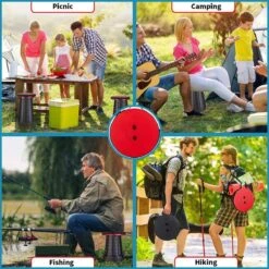 Kampeerkruk - Uitschuifbare Kruk - Rood/Zwart- Tot 120 Kg - Travel Stool - Opvouwbare Campingkruk - Inklapbaar Krukje - Telescopische Kruk - Camping - Outdoor -Buitenkampeeruitrusting 1200x1200 533
