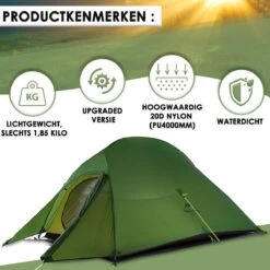 Cloud Up 3 Upgraded - Naturehike® - Tent 3 Persoons - Lichtgewicht Tent - Incl. Grondzeil - 20D 4000MM - Outdoor Kampeertent - Waterdicht - Hiking & Wandelen 15 Cloud Up 3 Upgraded - Naturehike® - Tent 3 Persoons - Lichtgewicht Tent - Incl. Grondzeil - 20D 4000MM - Outdoor Kampeertent - Waterdicht - Hiking & Wandelen -Buitenkampeeruitrusting 1200x1200 56