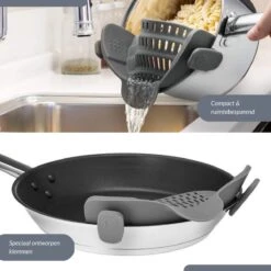 SensaHome- Siliconen Vergiet - Keuken Afgietdeksel - Afgiethulp - Siliconen - BPA Vrij - Grijs -Buitenkampeeruitrusting 1200x1200 580