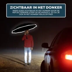Stormparaplu - Opvouwbaar - 105 CM - Paraplu - Automatisch In En Uit Klapbaar - Stormbestendig Tot 140 Km/h - Luxe Beschermhoes -Buitenkampeeruitrusting 1200x1200 708