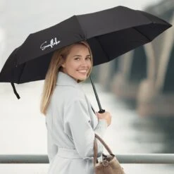 Sunflake Stormparaplu Opvouwbaar - Stormbestendig Tot 140km/u - Automatisch Uitklapbaar - Incl. Beschermhoes En Reisetui - Zwart -Buitenkampeeruitrusting 1200x1200 738