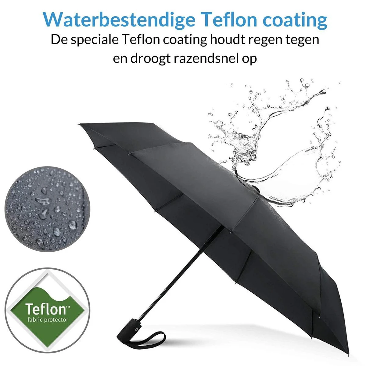Volcan Stormparaplu Opvouwbaar - Stormparaplu's - Inklapbaar - Ø 105 Cm - Windproof Tot 100km P/u - Grote Paraplu - Automatisch - Zwart 5 Volcan Stormparaplu Opvouwbaar - Stormparaplu's - Inklapbaar - Ø 105 Cm - Windproof Tot 100km P/u - Grote Paraplu - Automatisch - Zwart - Afbeelding 3