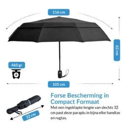 Volcan Stormparaplu Opvouwbaar - Stormparaplu's - Inklapbaar - Ø 105 Cm - Windproof Tot 100km P/u - Grote Paraplu - Automatisch - Zwart 14 Volcan Stormparaplu Opvouwbaar - Stormparaplu's - Inklapbaar - Ø 105 Cm - Windproof Tot 100km P/u - Grote Paraplu - Automatisch - Zwart -Buitenkampeeruitrusting 1200x1200 744
