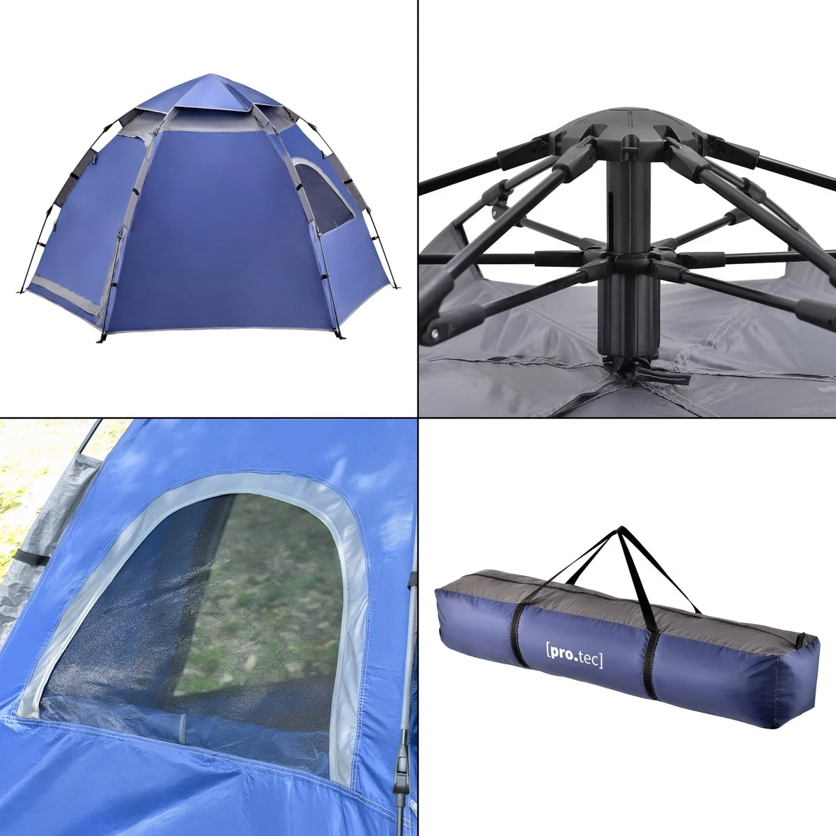 Pro-Tec Tent Nybro Automatisch 240x205x140 Cm Blauw 4 Pro-Tec Tent Nybro Automatisch 240x205x140 Cm Blauw - Afbeelding 2