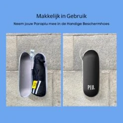 PLU - Paraplu - Opvouwbaar - Inklapbaar - Met Luxe Beschermhoes - Met Reisetui - Windproof - Fashionable - Lichtgewicht - Zwart -Buitenkampeeruitrusting 1200x1200 811