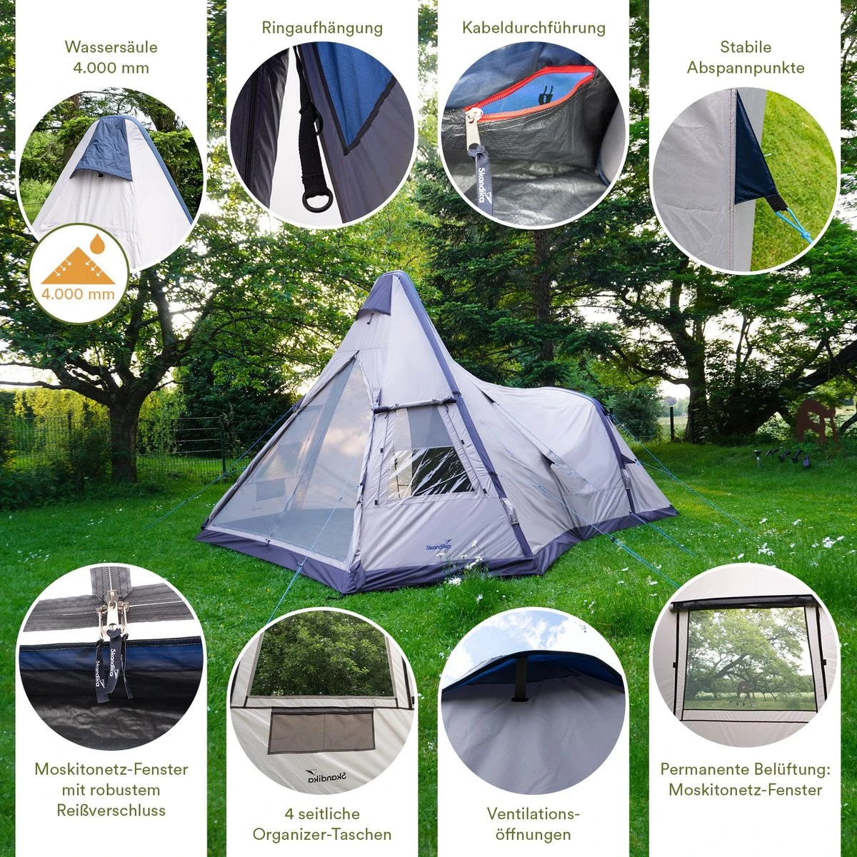 Skandika Tipi Kotona Air Opblaasbare Tent – Opblaasbare Tenten - 4 Persoons Tipi Tent – Tenten - Campingtent – Ingenaaide Tentvloer – Muggengaas – 260 Cm Stahoogte – 490 X 370 X 260 (L X B X H) – Outdoor, Camping, Tuin – Luchttent - Kamperen - Beige 4 Skandika Tipi Kotona Air Opblaasbare Tent – Opblaasbare Tenten - 4 Persoons Tipi Tent – Tenten - Campingtent – Ingenaaide Tentvloer – Muggengaas – 260 Cm Stahoogte – 490 X 370 X 260 (L X B X H) – Outdoor, Camping, Tuin – Luchttent - Kamperen - Beige - Afbeelding 2