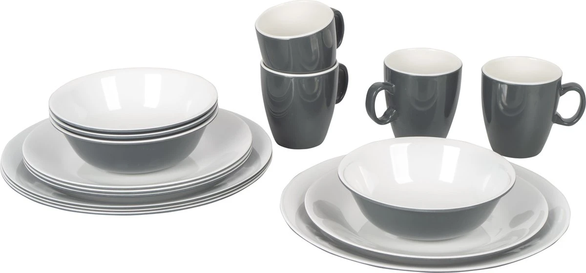 Bo-Camp Servies - Campingbord - 100% Melamine - 16-delig - Grijs 3 Bo-Camp Servies - Campingbord - 100% Melamine - 16-delig - Grijs