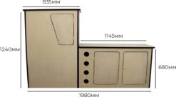 Camper Keuken MDF - Linkerkant EU - Inclusief Kledingstang + Wijnrek - Onbewerkt - Inbouw Kasten Inrichting Kampeerauto Caravan -Buitenkampeeruitrusting 1200x663
