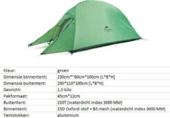 Cloud Up 1 Upgraded - Naturehike® - 1 Persoons Tent - Lichtgewicht Tent - Incl. Grondzeil - 210T 3000mm - Outdoor - Waterdicht - Hiking & Wandelen 23 Cloud Up 1 Upgraded - Naturehike® - 1 Persoons Tent - Lichtgewicht Tent - Incl. Grondzeil - 210T 3000mm - Outdoor - Waterdicht - Hiking & Wandelen -Buitenkampeeruitrusting 1200x830 1