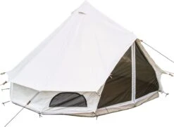 Skandika Tipii 400 Canvas Tent – Tipi-tenten – 8 Persoons Familietent - Campingtent – Muggengaas – 250 Cm Stahoogte – 400 Cm Diameter – 4000 Mm Waterkolom – Indische Tent, Partytent, Festivaltent – Outdoor, Camping, Tuin – Kamperen – Wit