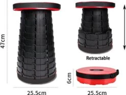 Kampeerkruk - Uitschuifbare Kruk - Rood/Zwart- Tot 120 Kg - Travel Stool - Opvouwbare Campingkruk - Inklapbaar Krukje - Telescopische Kruk - Camping - Outdoor -Buitenkampeeruitrusting 1200x910 1