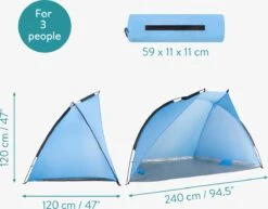 Navaris Windscherm Voor Het Strand - Zon- En Windbescherming Voor Drie Personen - Pop-up Speeltent Met UV- Bescherming - Beach Shelter Met Draagtas 15 Navaris Windscherm Voor Het Strand - Zon- En Windbescherming Voor Drie Personen - Pop-up Speeltent Met UV- Bescherming - Beach Shelter Met Draagtas -Buitenkampeeruitrusting 1200x940