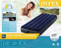 Intex Luchtbedset Intex Luchtbed - 1-Persoons - 76 X 191 X 25 Cm - Blauw + Intex Elektrische Pomp - 650 Liter/min + Hoeslaken Wit + Reparatieset -Buitenkampeeruitrusting 1200x955 4
