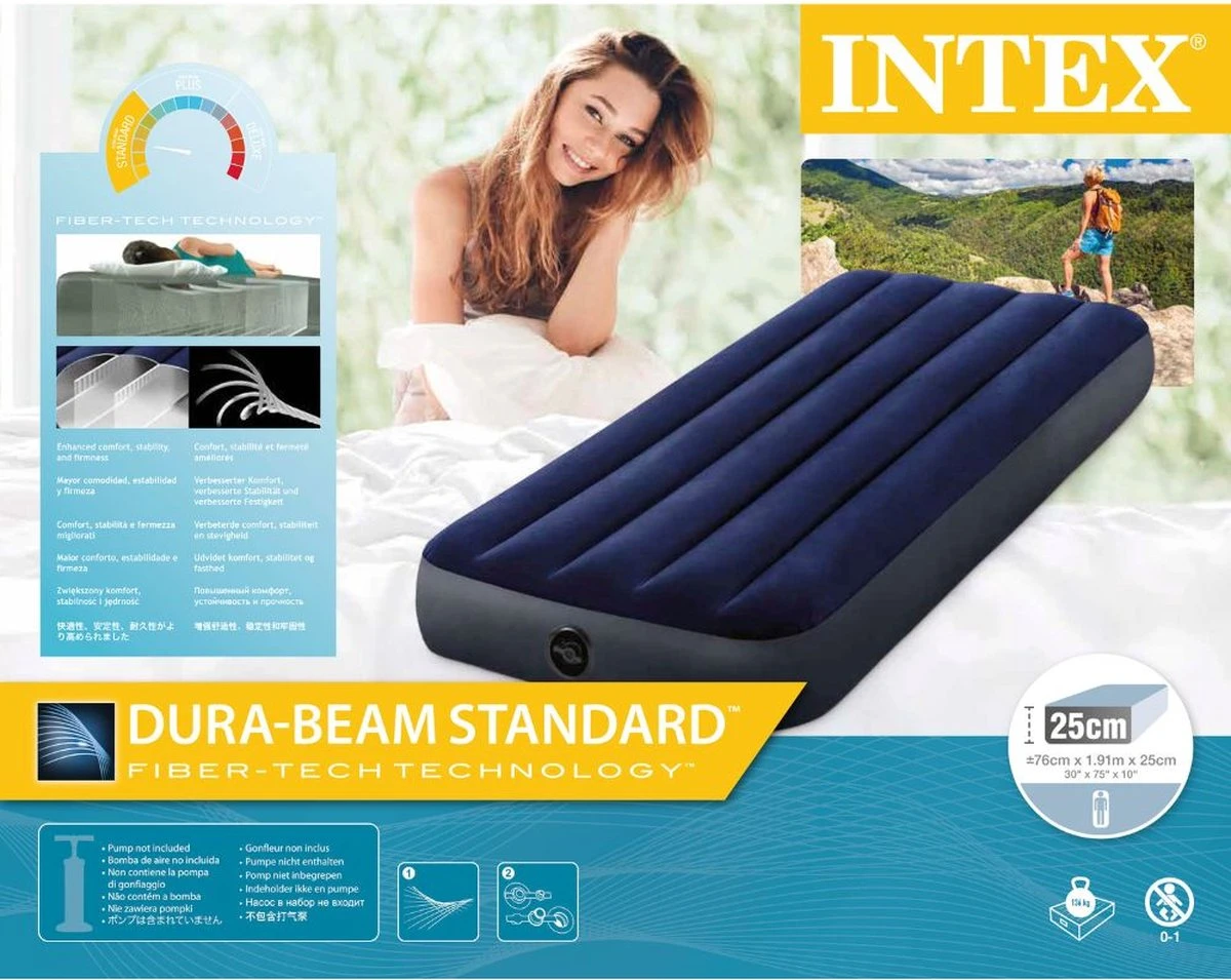 Intex Luchtbedset Intex Luchtbed - 1-Persoons - 76 X 191 X 25 Cm - Blauw + Intex Elektrische Pomp - 650 Liter/min + Hoeslaken Antraciet + Reparatieset 8 Intex Luchtbedset Intex Luchtbed - 1-Persoons - 76 X 191 X 25 Cm - Blauw + Intex Elektrische Pomp - 650 Liter/min + Hoeslaken Antraciet + Reparatieset - Afbeelding 6