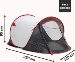 JEMIDI Tweepersoons Pop-up Tent - Opgooitent, Werptent Voor 2 Personen - Ideaal Als Festivaltent Of Kampeertent - Verschillende Kleuren -Buitenkampeeruitrusting 1200x994