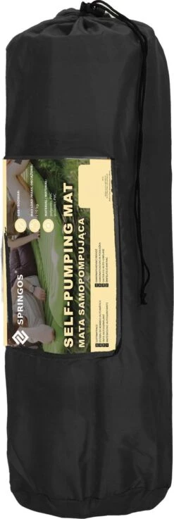 Springos Slaapmat | Zelfopblazend | 180 Cm | Inclusief Hoes | Zwart -Buitenkampeeruitrusting 402x1200