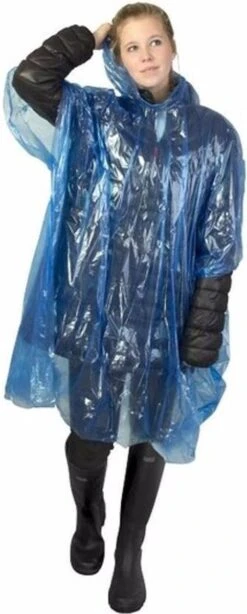 Merkloos 3x Wegwerp Regenponcho Blauw - Poncho -Buitenkampeeruitrusting 483x1200 10