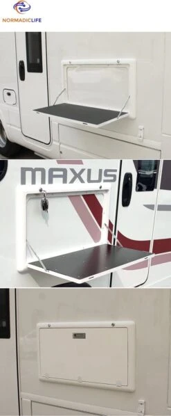 Merkloos NormadicLife® - Outdoor – Opklapbare Tafel - Eettafel – Tafel Voor Buitenkeuken - Caravan – Camper – Picknicktafel - Ingebouwd Ledlicht – Wit -Buitenkampeeruitrusting 496x1200