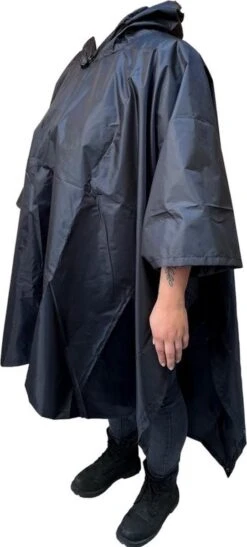 Regenponcho / Fietsponcho Herbruikbaar Voor Volwassenen ( Dames En Heren ) - 200x110cm - 100% Ripstop Polyester - Zwart -Buitenkampeeruitrusting 542x1200 2