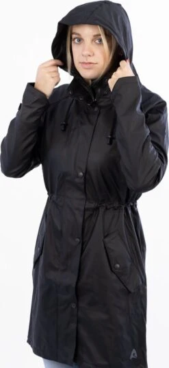 Ralka Regenjas Dames - Mizzle - Zwart - Maat 38 -Buitenkampeeruitrusting 553x1200