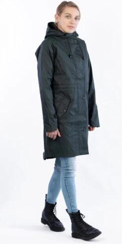 Ralka Regenjas Dames - Mizzle - Donkergroen - Maat 42 -Buitenkampeeruitrusting 599x1200