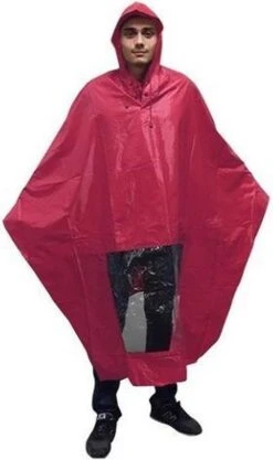 Poncho Regenponcho - Fietsponcho Fiets - Koplampproof Transparant - One Size Unisex Bordeaux - Sport-Plein -Buitenkampeeruitrusting 710x1200 2