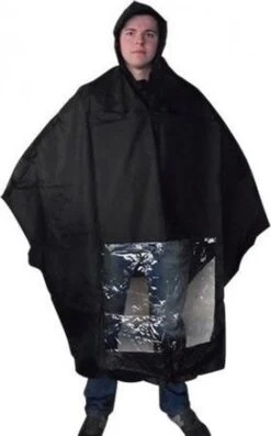 Poncho Regenponcho - Fietsponcho Fiets - One Size - Unisex Zwart - Sport-Plein -Buitenkampeeruitrusting 747x1200 1