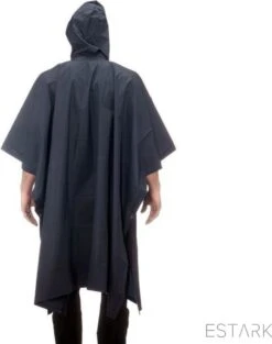 ESTARK Regenponcho - Herbruikbare Poncho Zwart - Fietsponcho Voor Dames En Heren - Regenjas - Hoge Kwaliteit - Poncho Herbruikbaar - Duurzaam - Poncho Zwart -Buitenkampeeruitrusting 948x1200 3